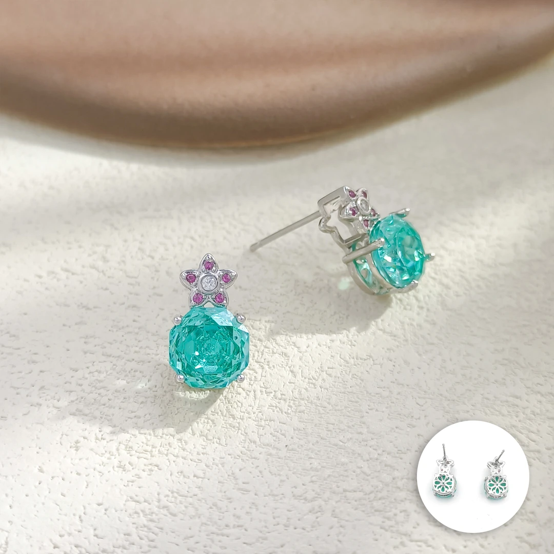 铜合金合成锆石耳饰 WJYM-006925【堇脉施雪】耳饰简约小众简约