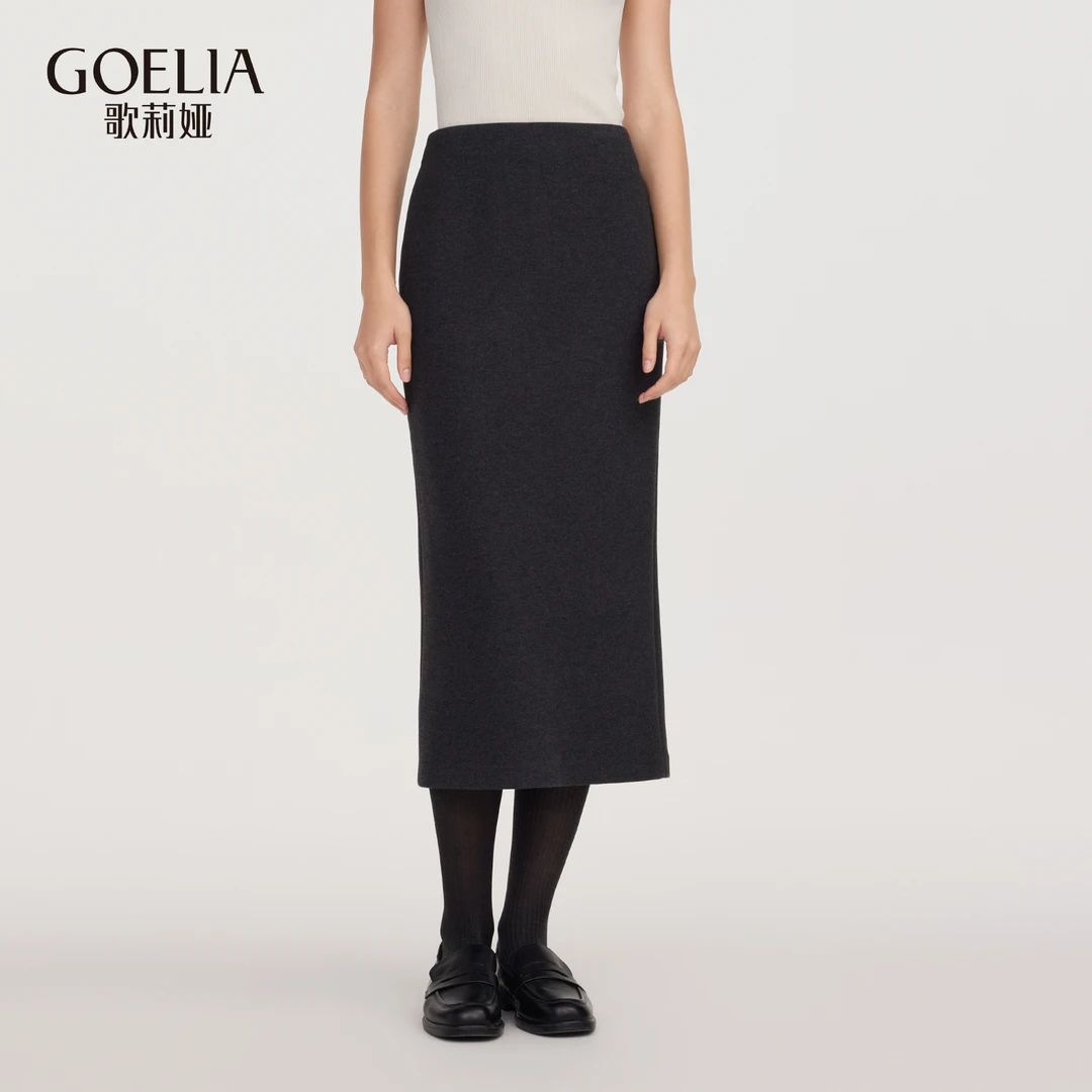 歌莉娅 冬季新品  绵羊毛混纺半裙  1ECR2D06B