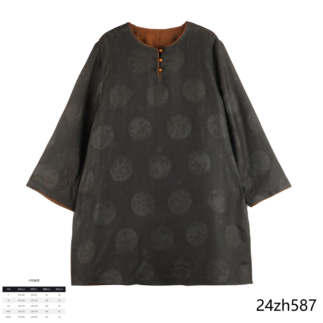 XY2025新款时尚国风黑色花好月圆太太服上衣外套 24zh587