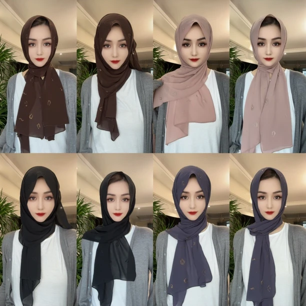 SD沙特雪纺轻薄烫钻长巾