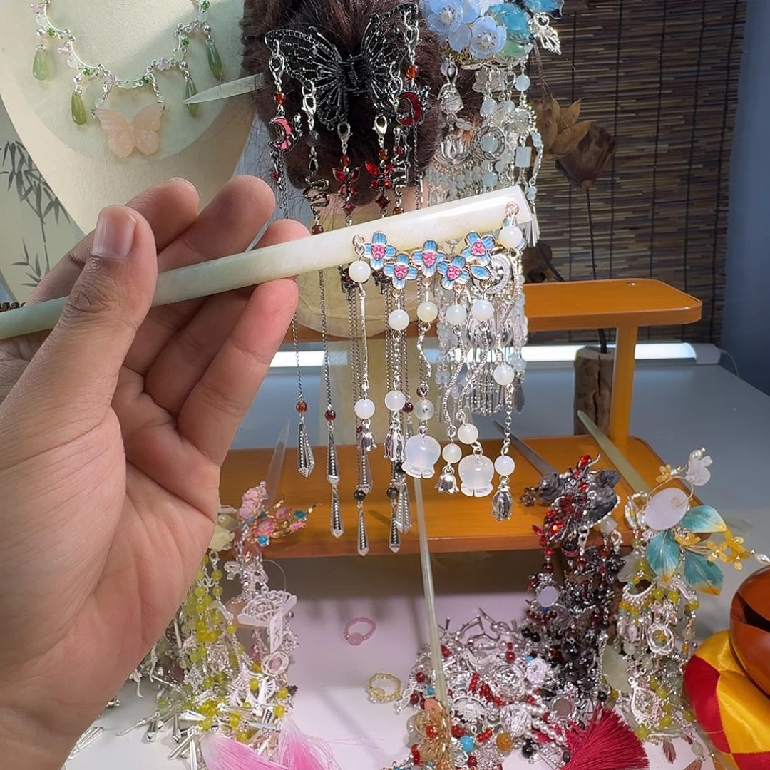蛇纹石玉合金发饰