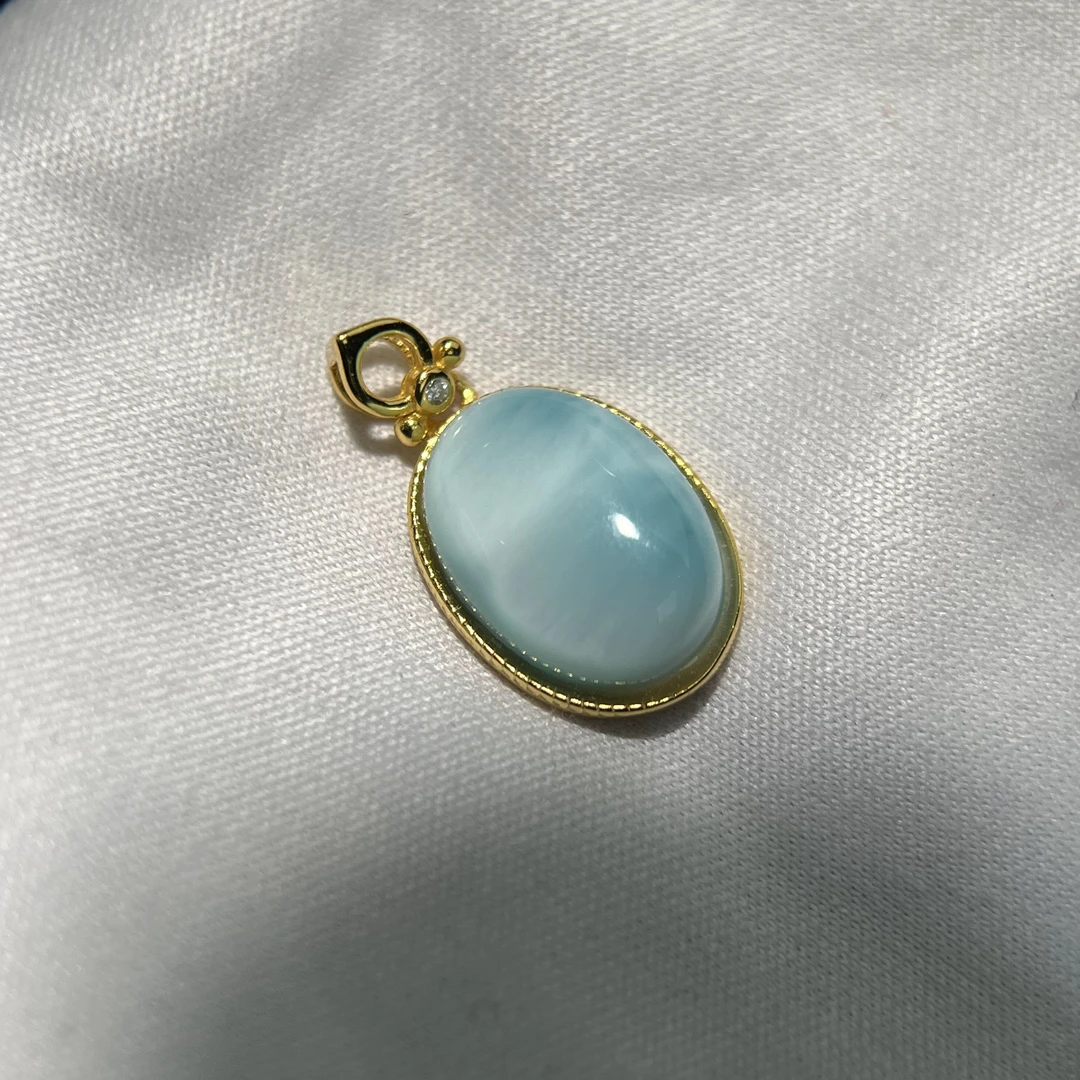 S925银海纹石蛋面吊坠   KT24052006