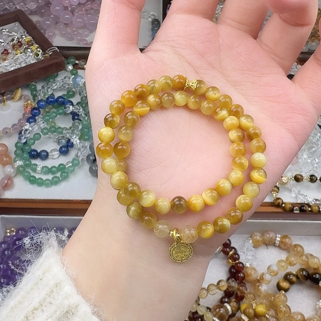 烟晶手链银S925镶嵌好