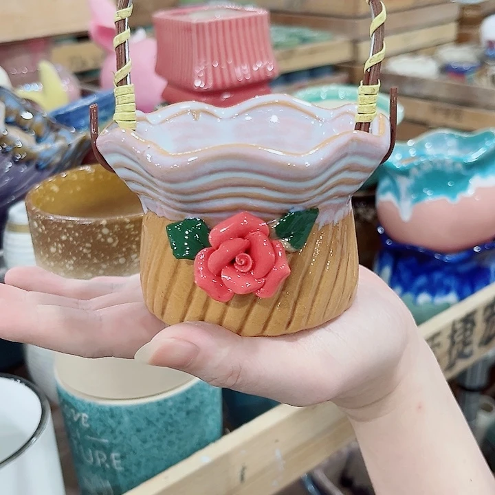 有孔.凑单10元陶瓷花盆发货！