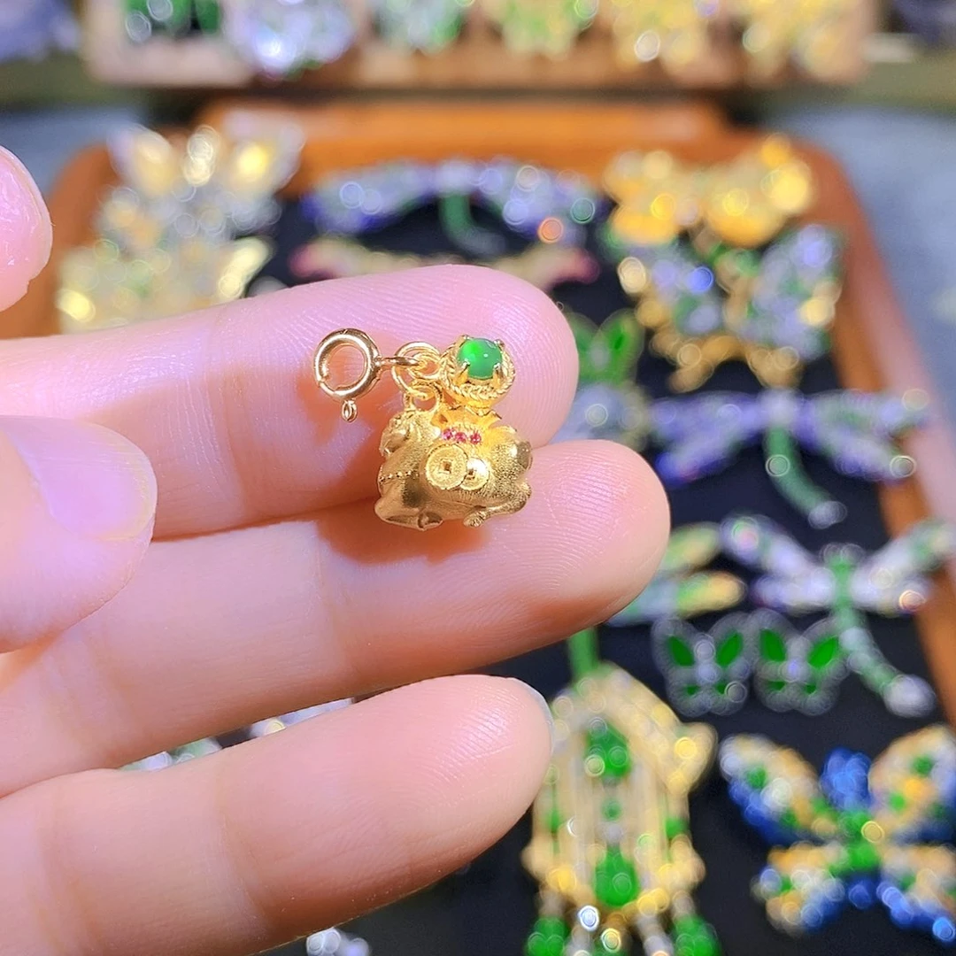 吊坠(不含链)银S925镶嵌翡翠