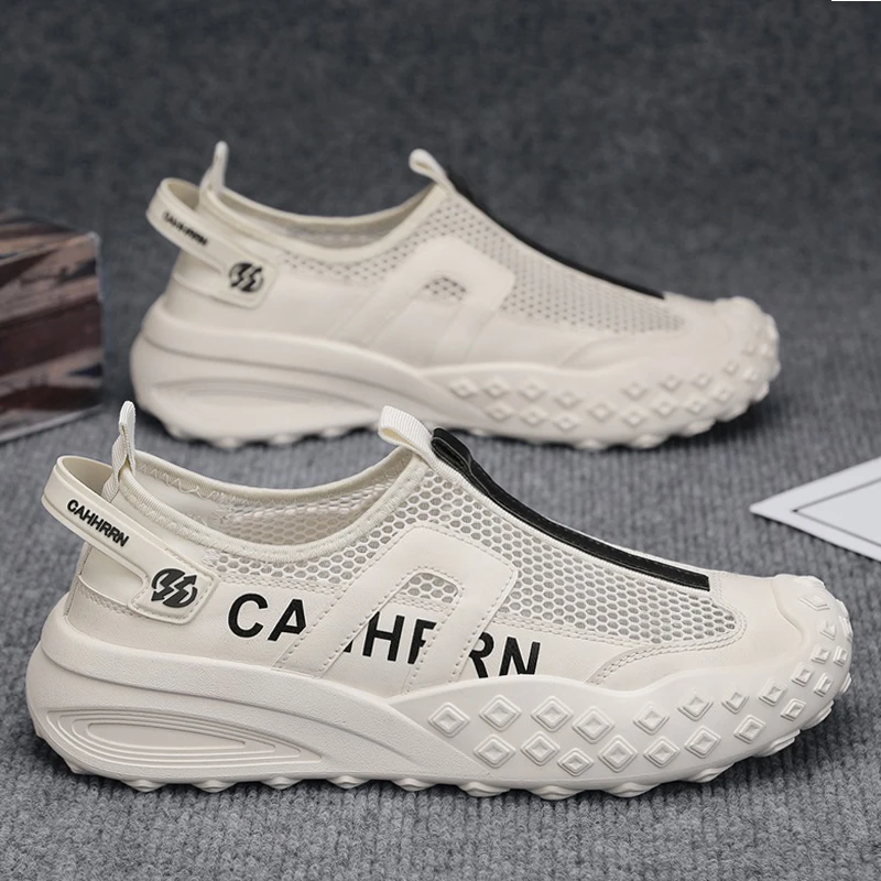 【设计师款】男鞋2025年春夏季新款一脚蹬休闲低帮鞋透气耐磨网面鞋