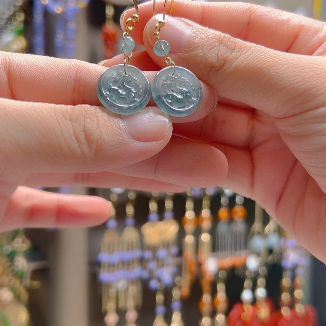 翡翠合金耳坠翡翠