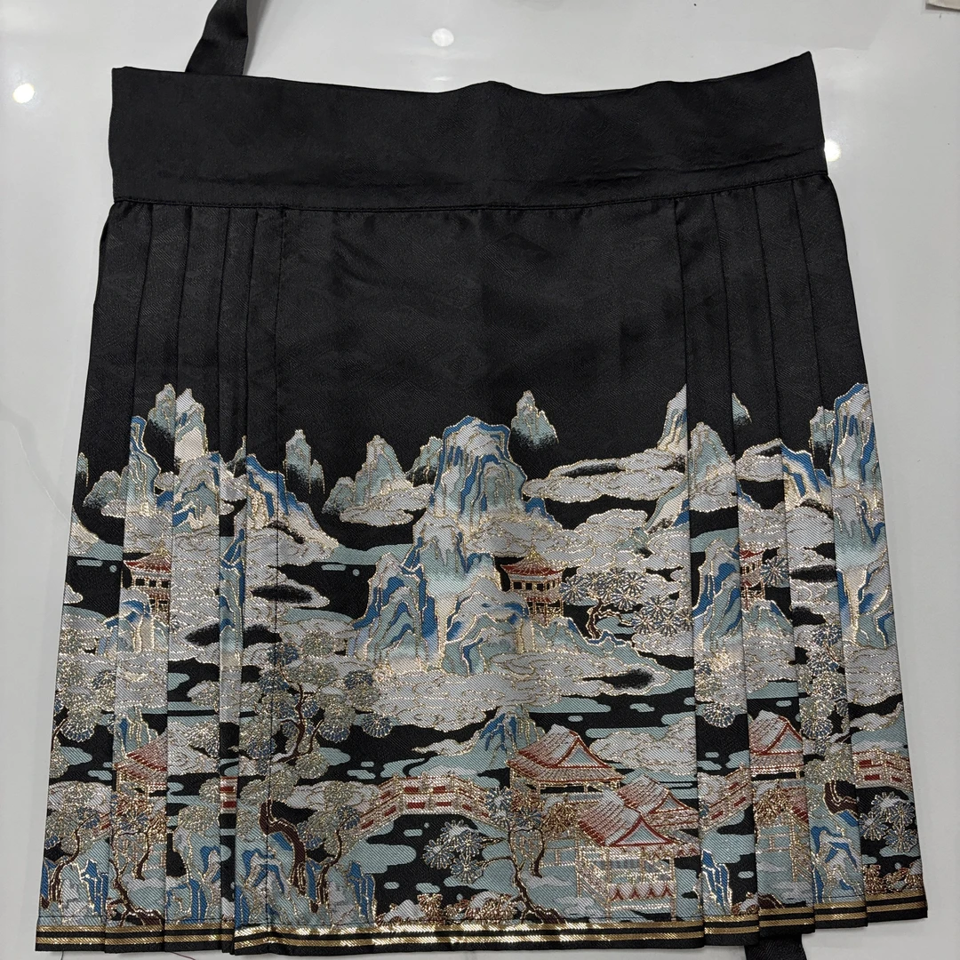 （千里江山）织金妆花短裙马面裙夏季小个子短裙马面裙重工国风