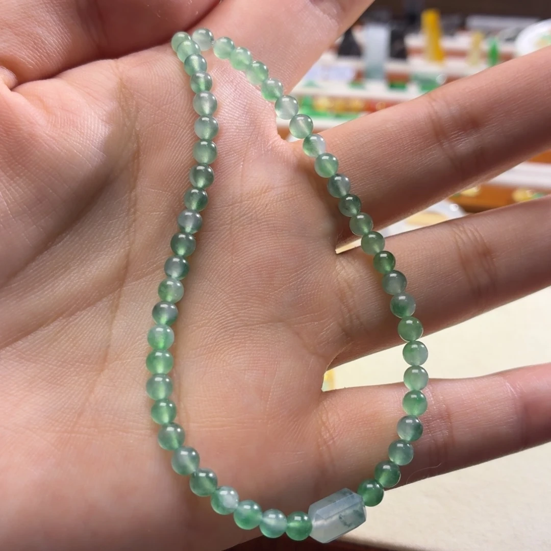 翡翠散珠绿野仙踪飘花米珠手串