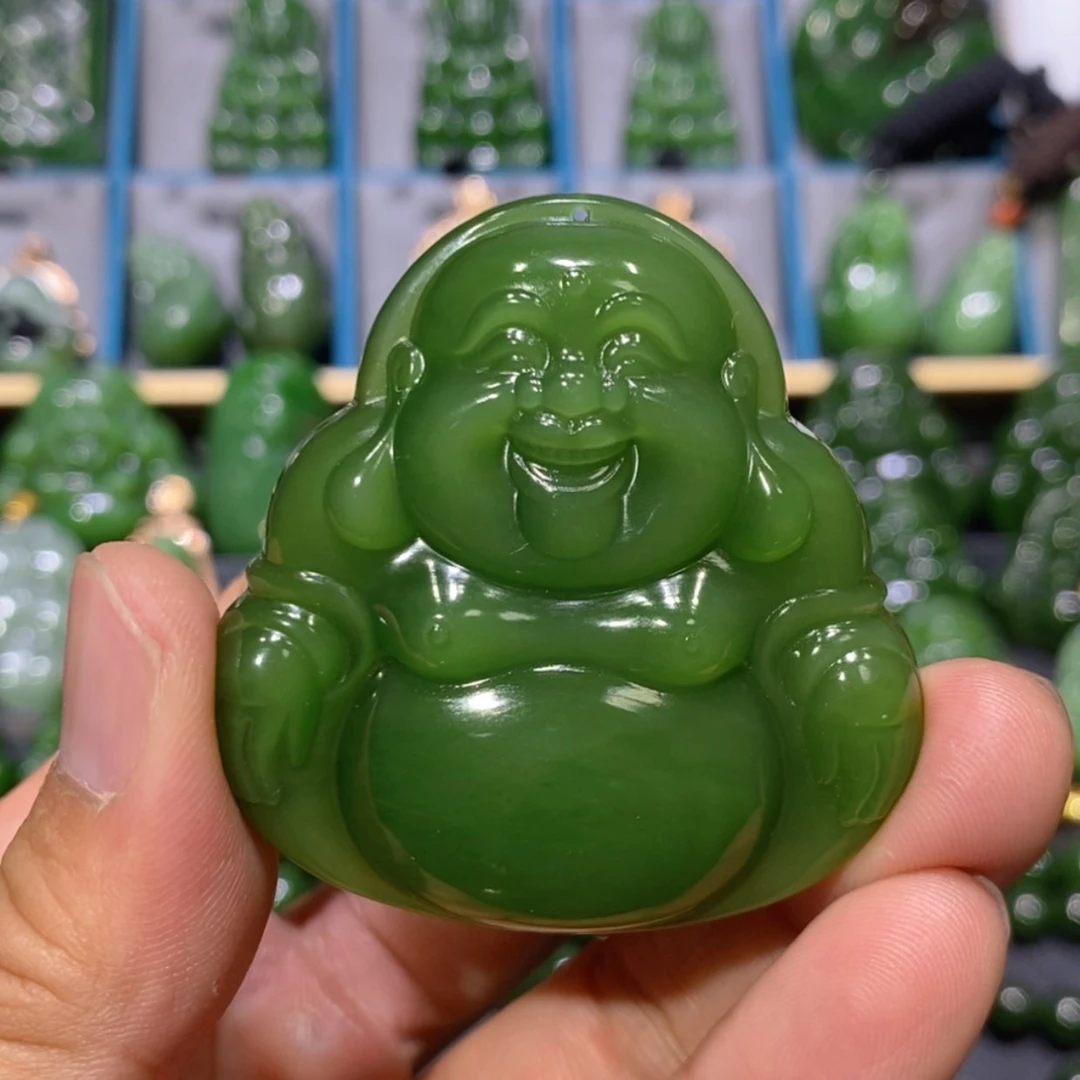 【闪购商品】和田玉吊坠(不含链)未镶嵌冰底辣阳绿佛公 49/50