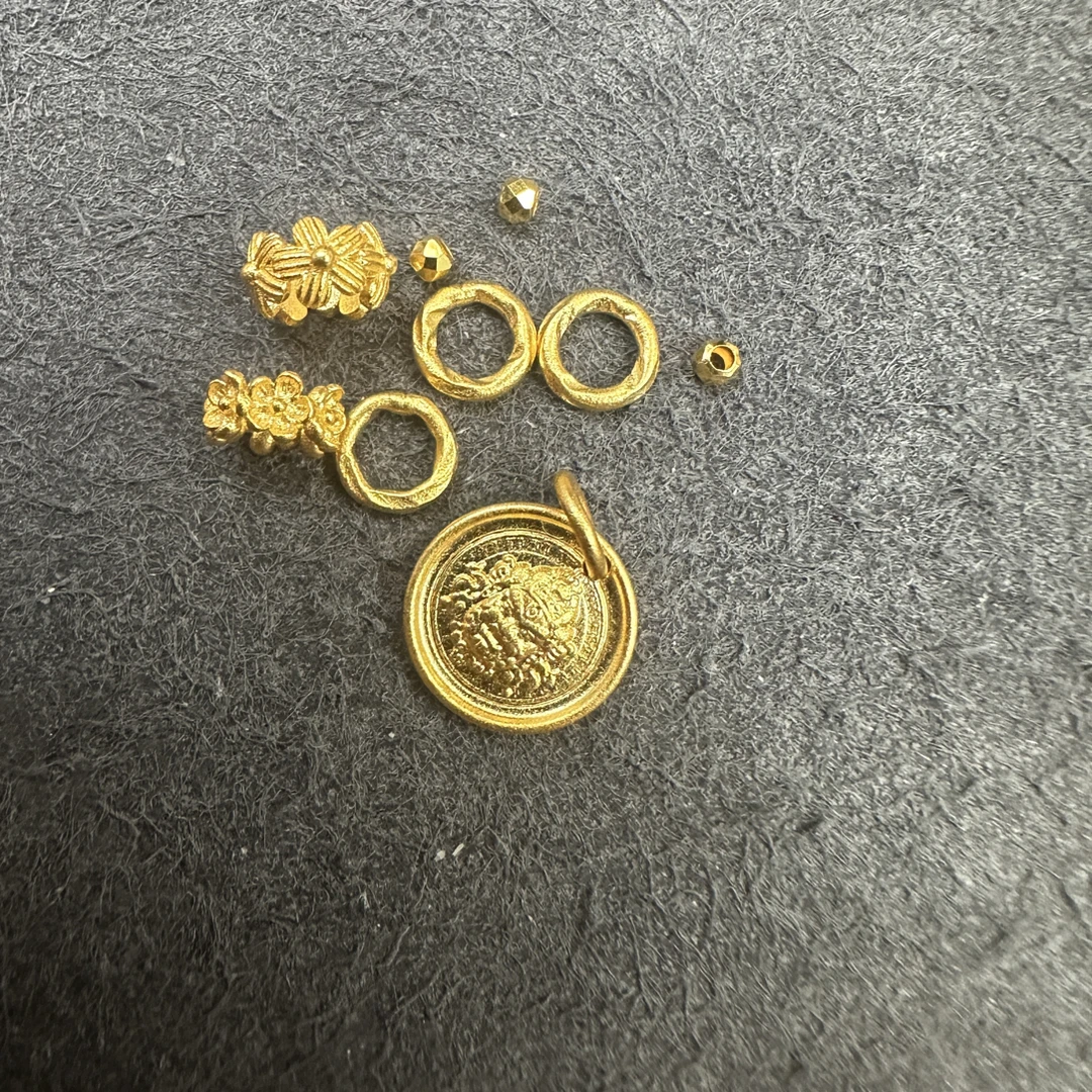 足金999 小花跑环卡6盘缠卡2蹦迪珠黄财神