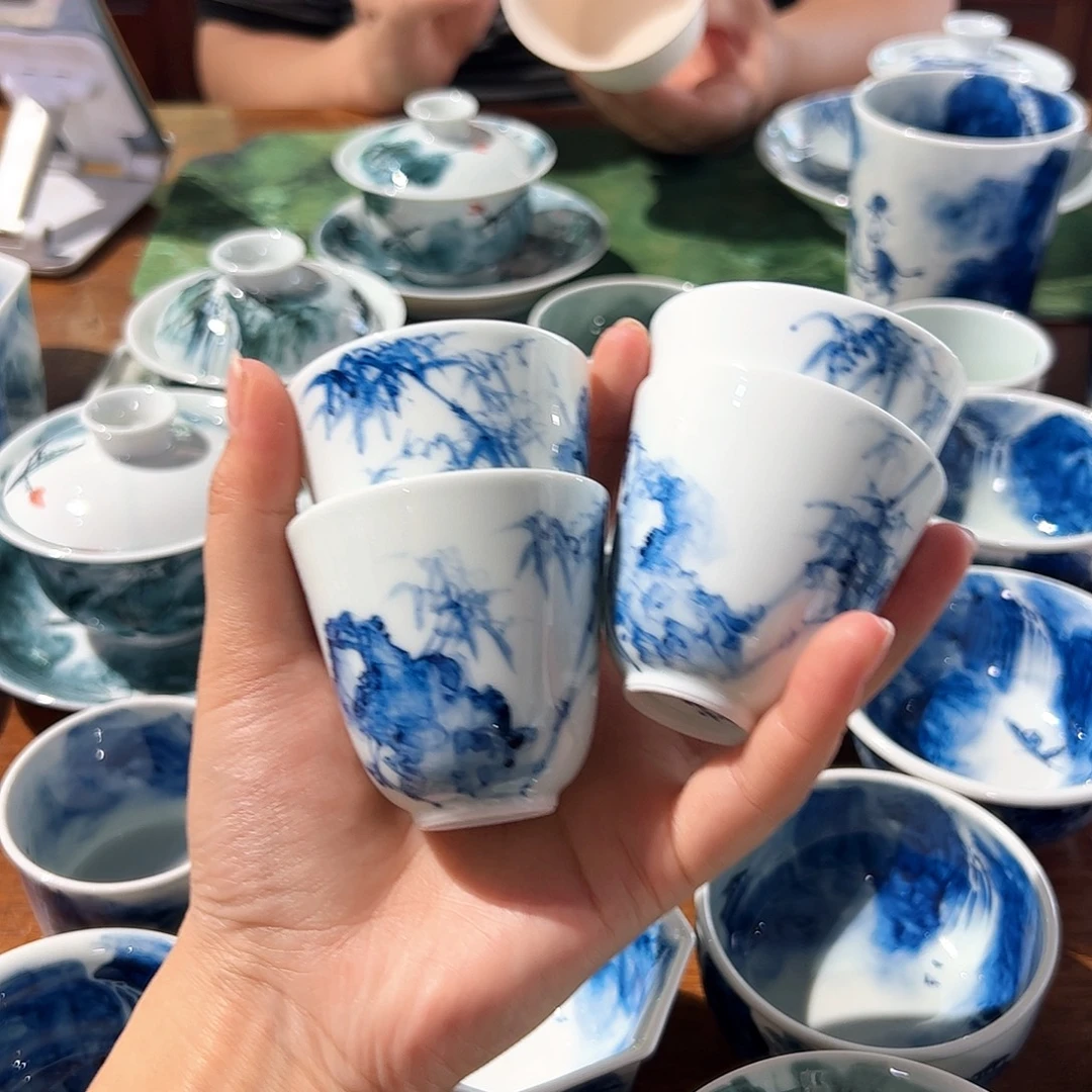 離***别青花手绘竹子主人杯