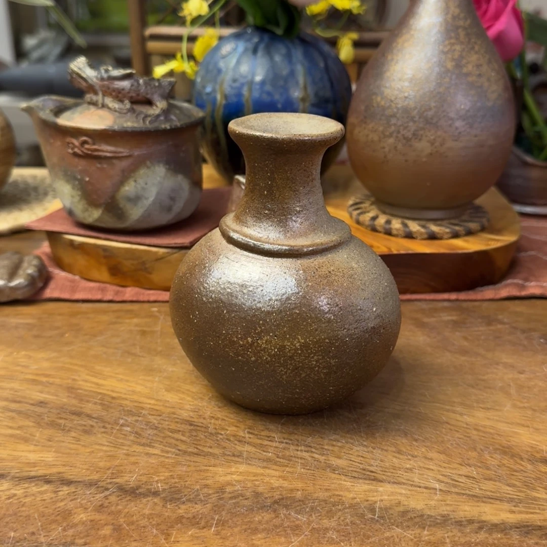 抱***拙备前烧 末石泰节孤品花器