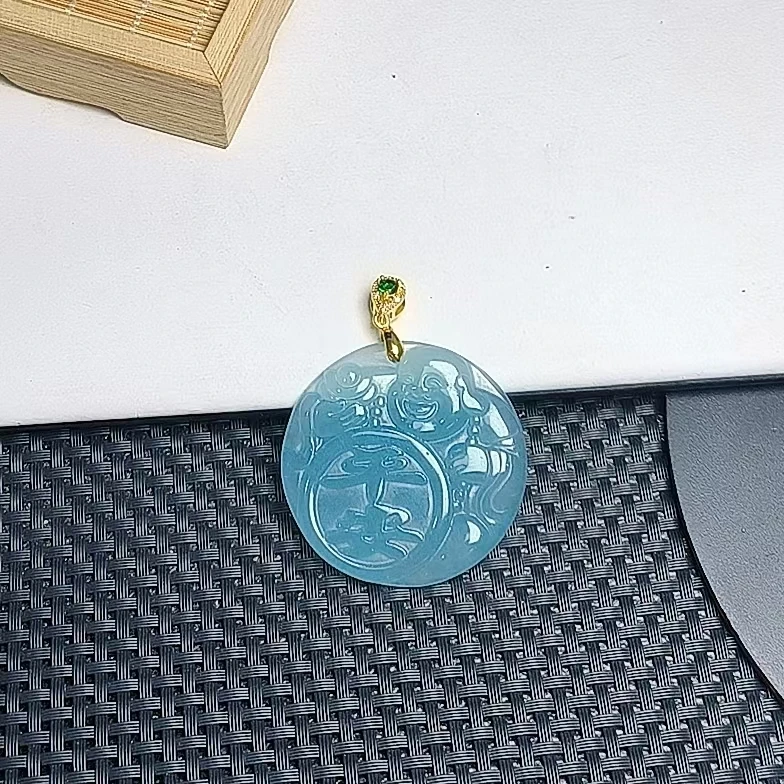 （聚宝严选）D112老蓝水平安佛圆牌吊坠精致气质妈妈款时尚精美