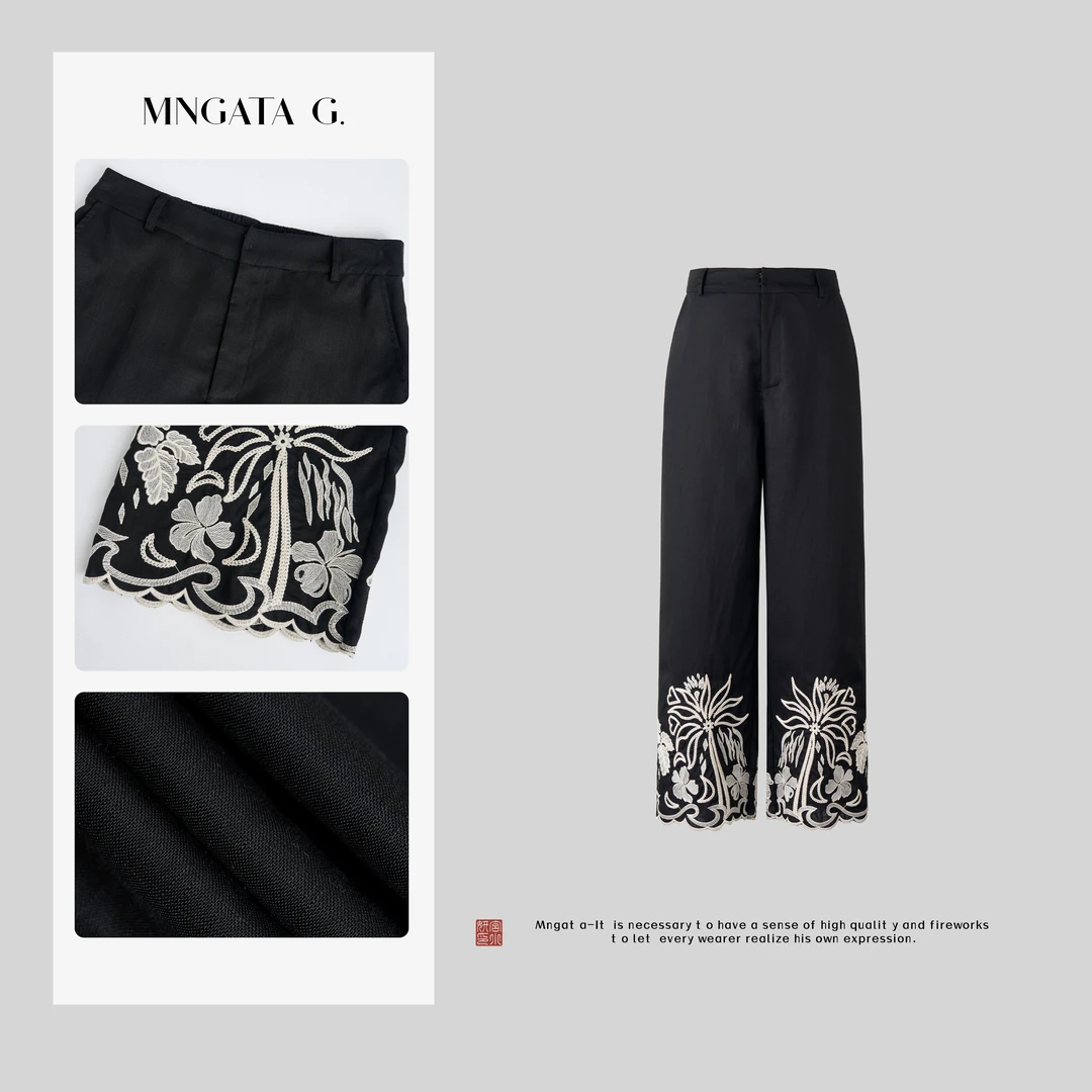 MNGATA G.宫小妍【步步生莲】莱赛尔夏日新中式中国风裤子5022561