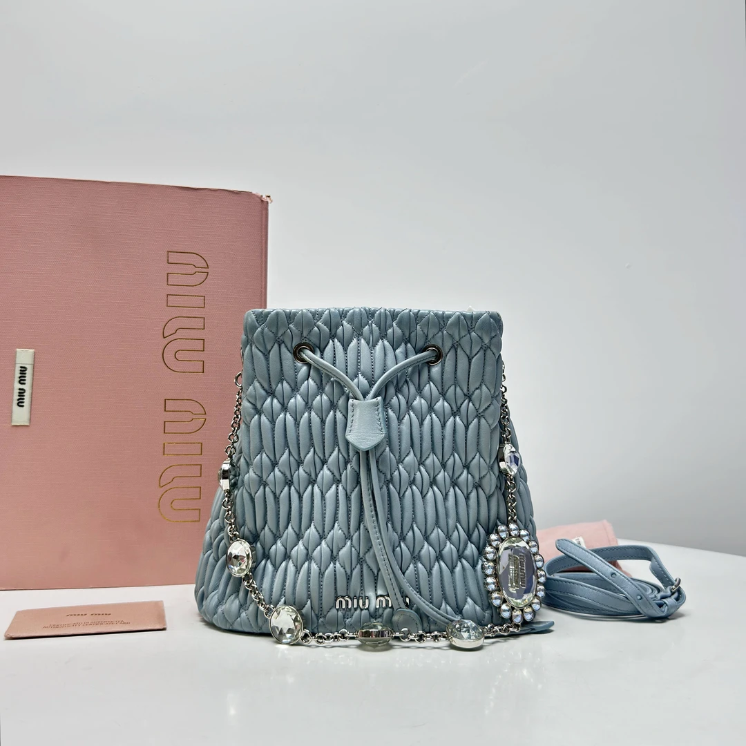 95新 MIU MIU/缪缪 思斯专属 MIUMIU蓝色单肩包 LM2870