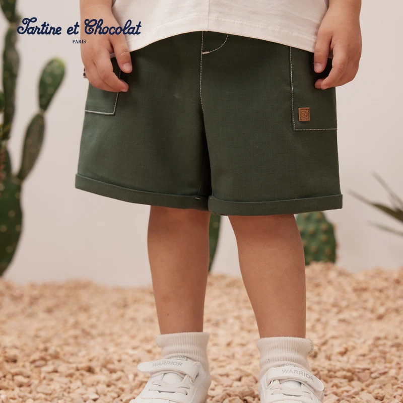 TC法国巧克力童装夏季新款男童五分裤松紧腰休闲裤ol中大童裤