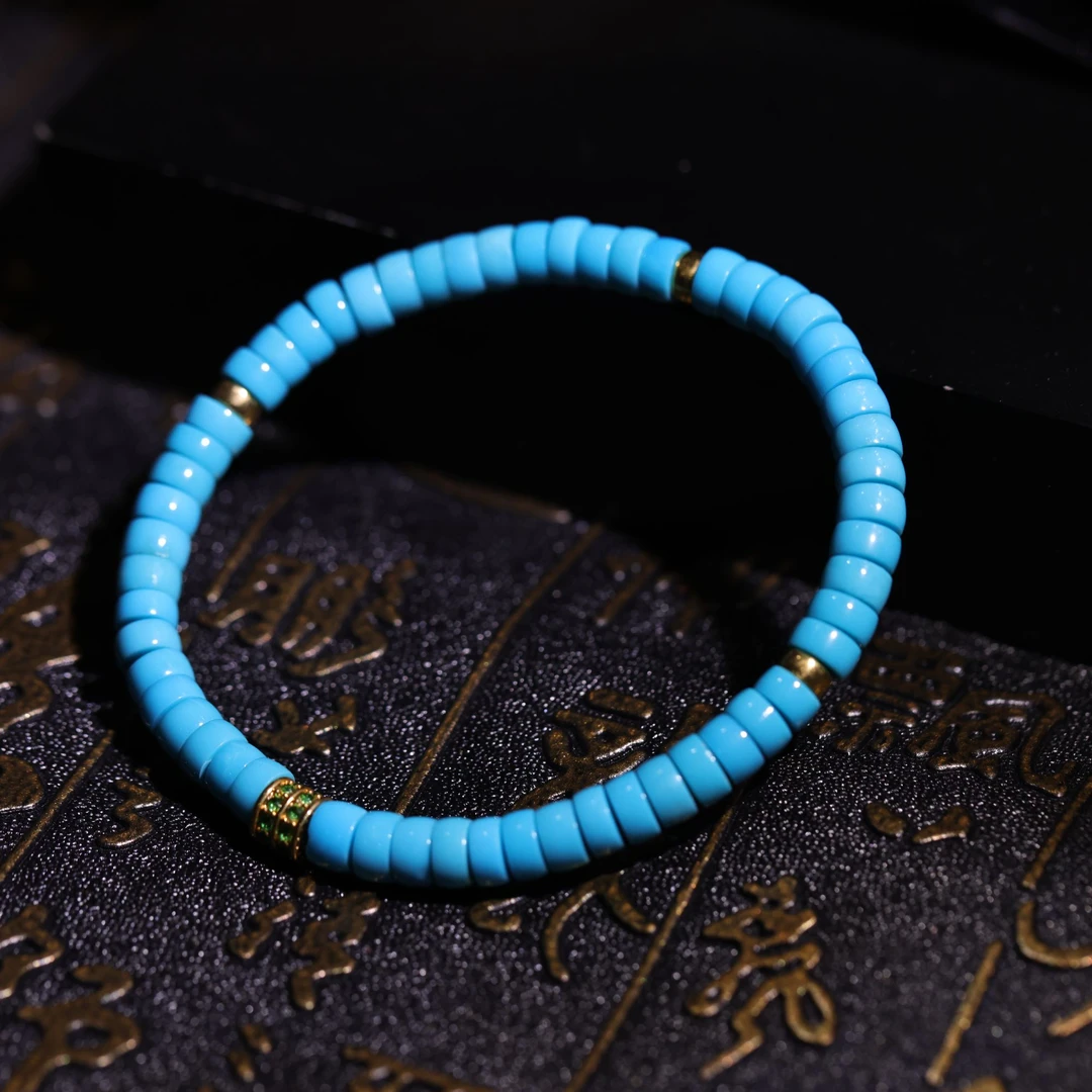 【新疆马爷珠宝】绿松卡6手串