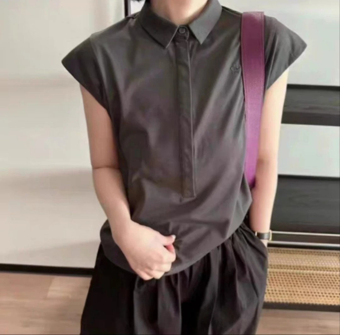 4121气质轻熟休闲时尚显瘦遮肉女装夏季新款T恤宽松无袖女士纯色