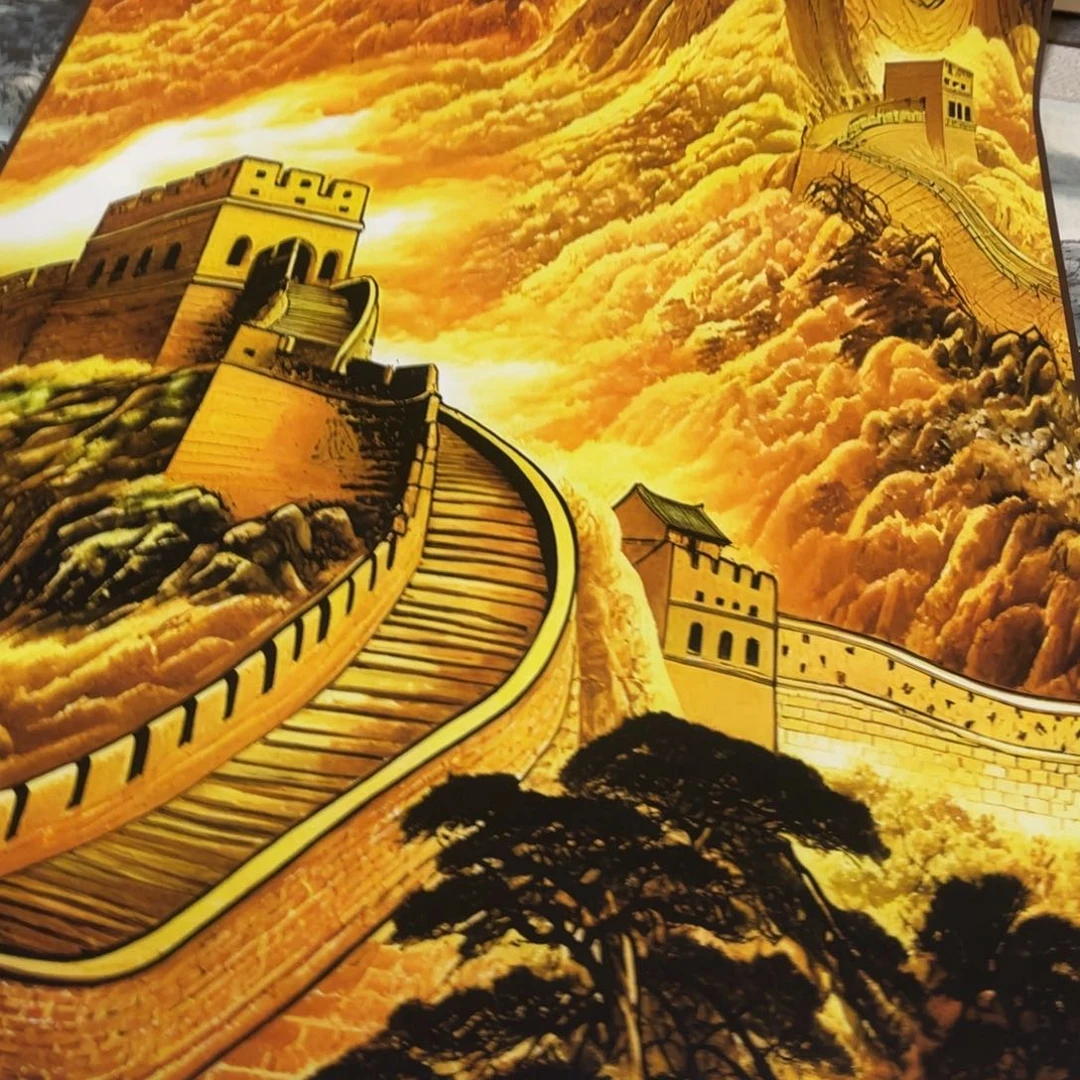 金色长城三尺竖幅东方美学装饰画1.5