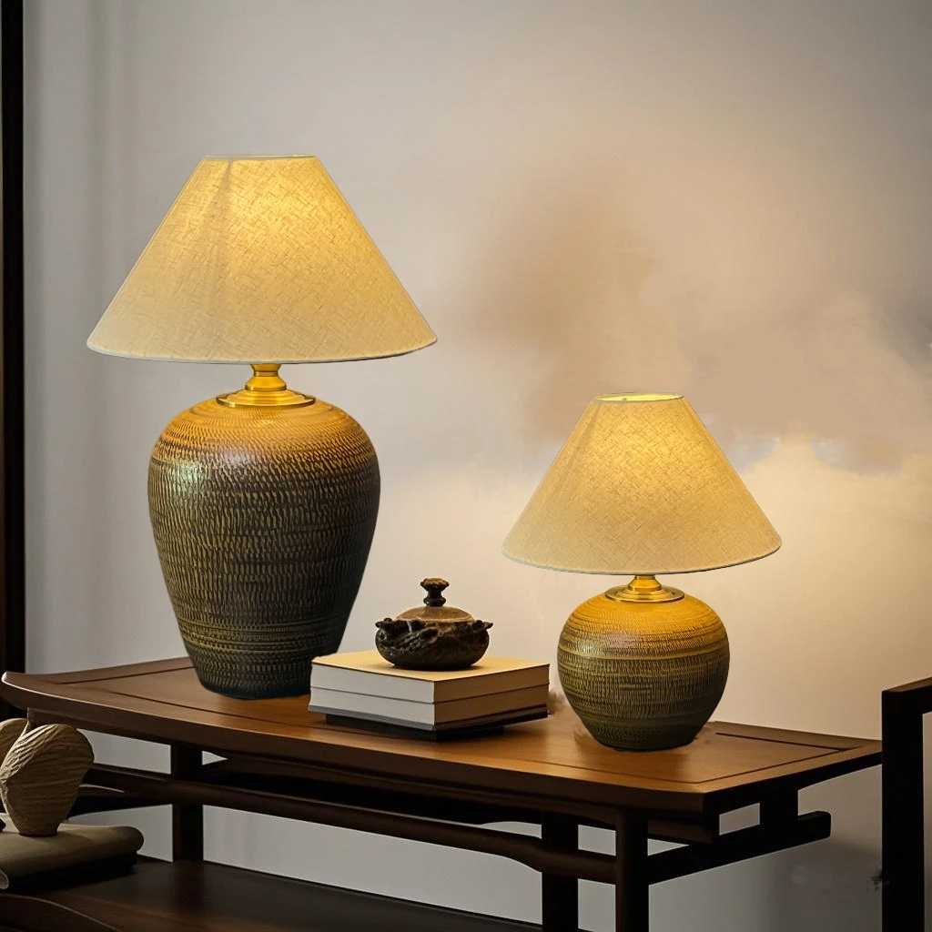 美式陶瓷台灯乡村田园现代简约卧室床头灯欧式客厅书房装饰台灯