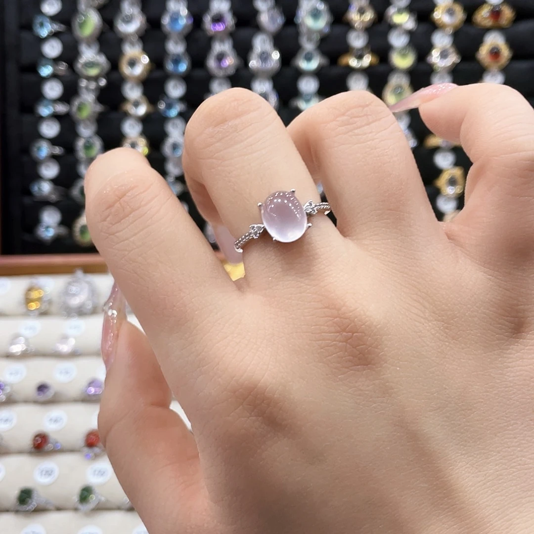 芙蓉石戒指银S925镶嵌