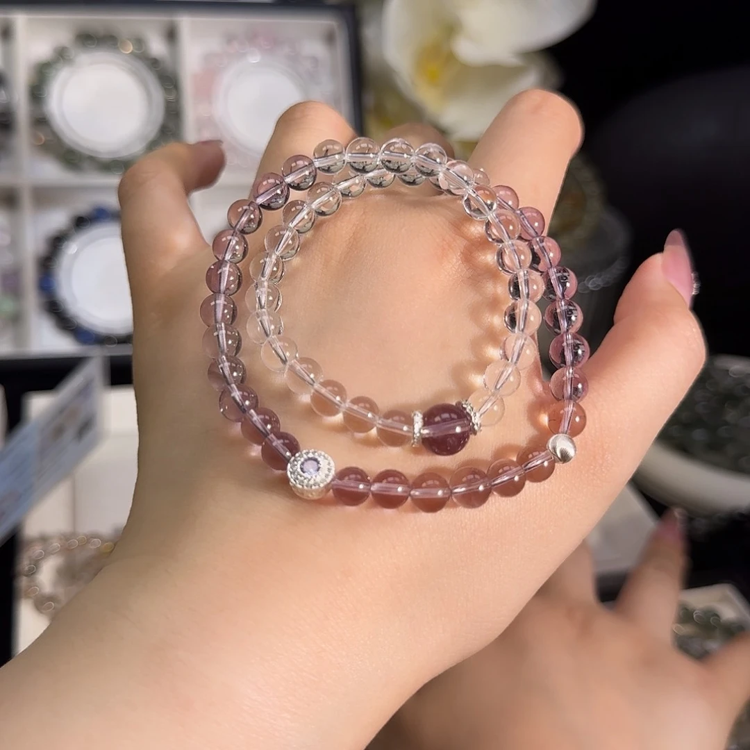 水晶手链未镶嵌玻利维亚+白水双圈