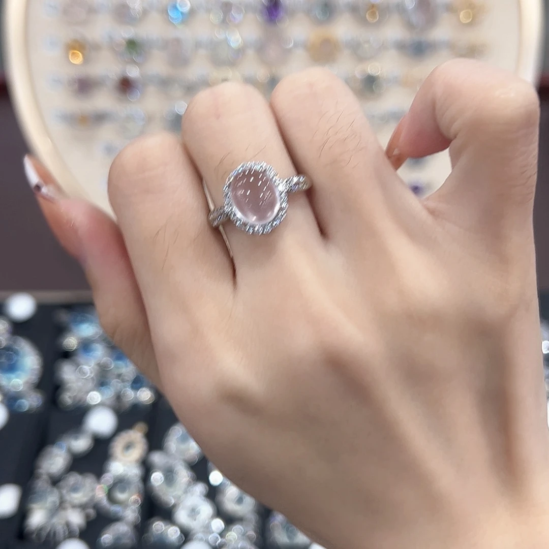 蛇纹石玉银S925镶嵌戒指n**g