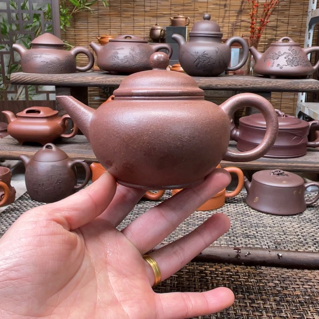 紫砂茶壶宜兴原矿紫泥手工制200