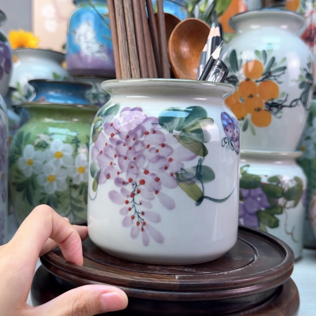 景德镇纯手绘陶瓷花瓶无孔