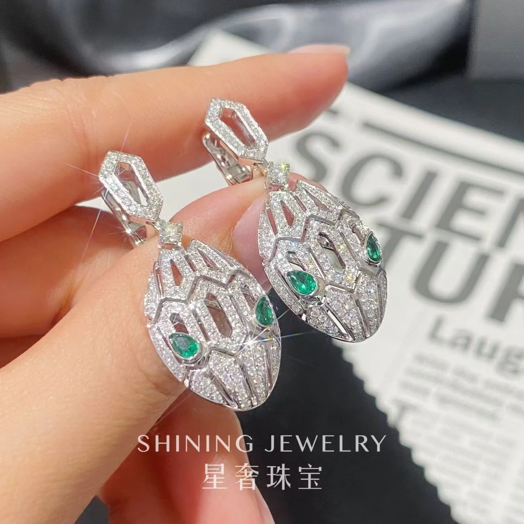 【星奢珠宝】18k金镂空大蛇耳拍天然真钻钻石耳拍气质（少量库存）