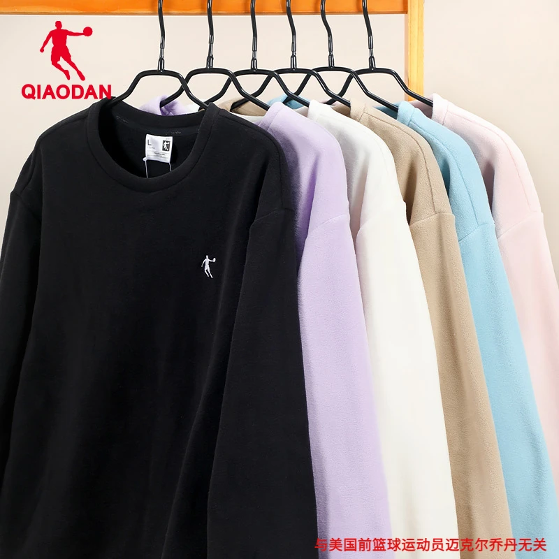 乔丹加绒卫衣女装2025冬季新款圆领长袖T恤保暖外套宽松运动上衣