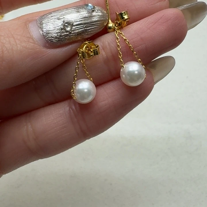 银S925镶嵌海水珍珠耳饰