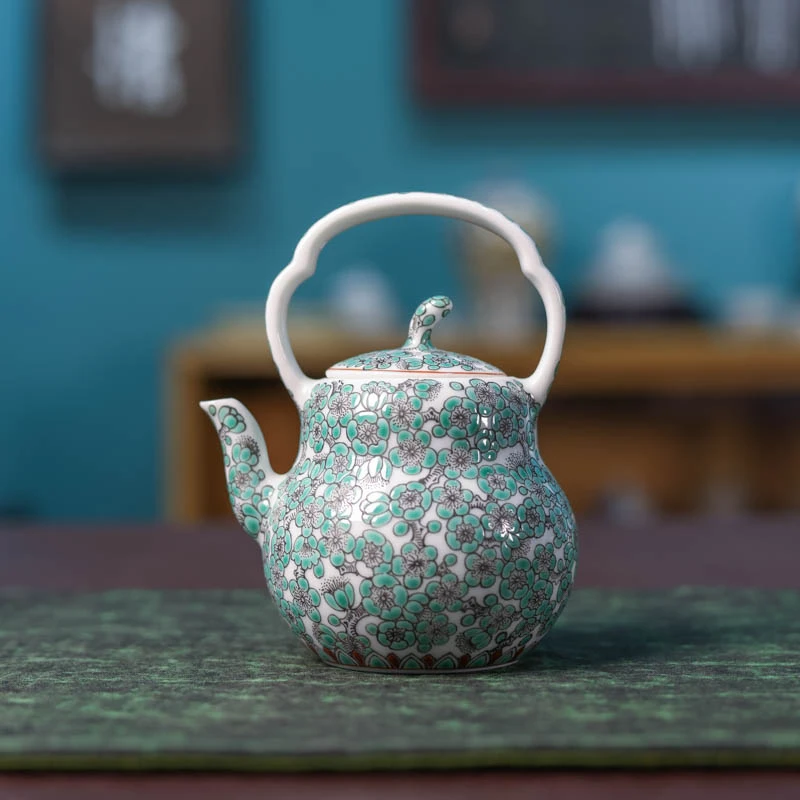 【阿茶】立勤堂红绿彩冰梅提梁壶（HLC-H-033）