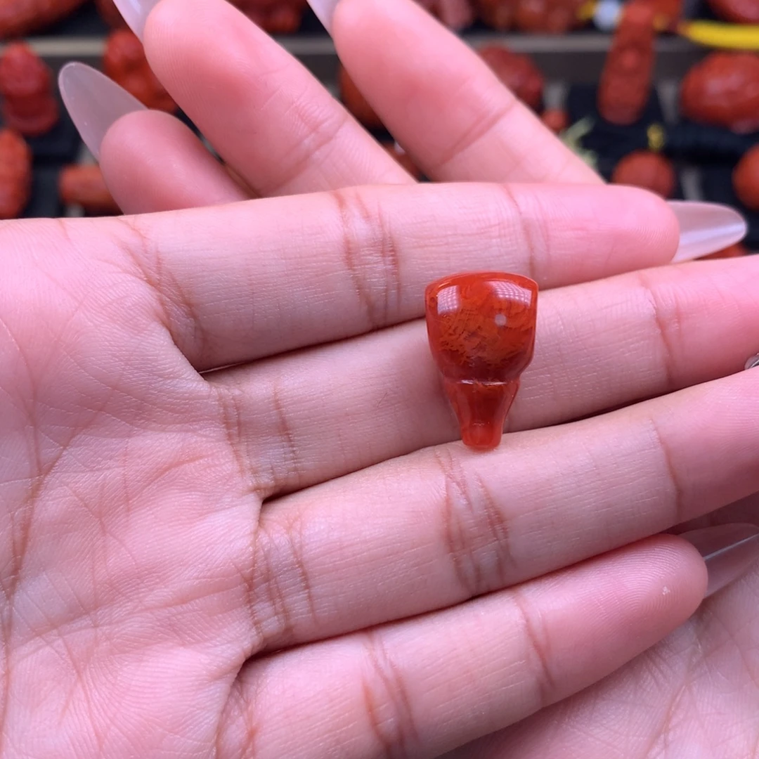 南红玛瑙未镶嵌火焰纹三通12+