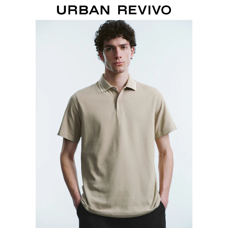 UR2025夏季新款男装时尚休闲轻商务撞色翻领短袖T恤UMM450049