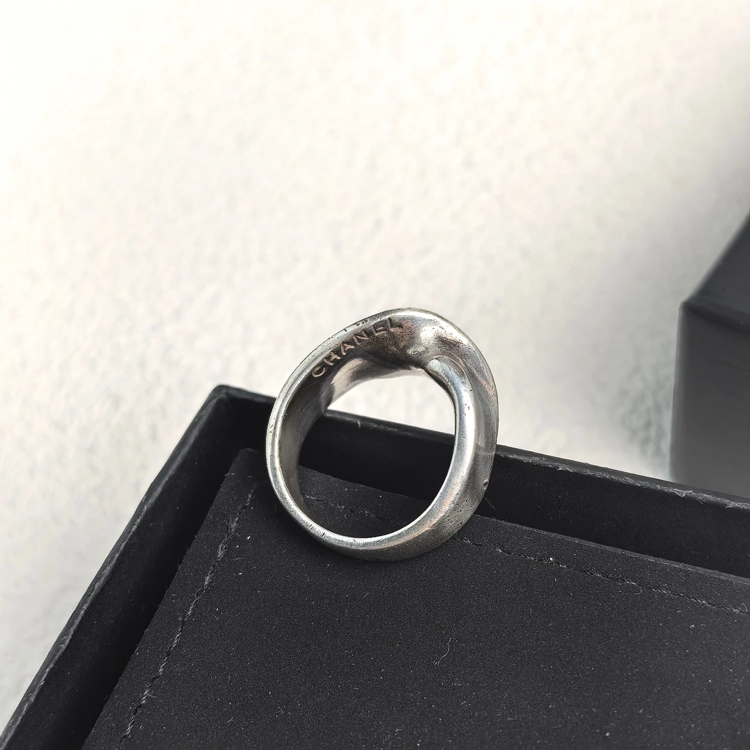 95新 Chanel/香奈儿 泡泡中古 Chanel 925银纽结戒指