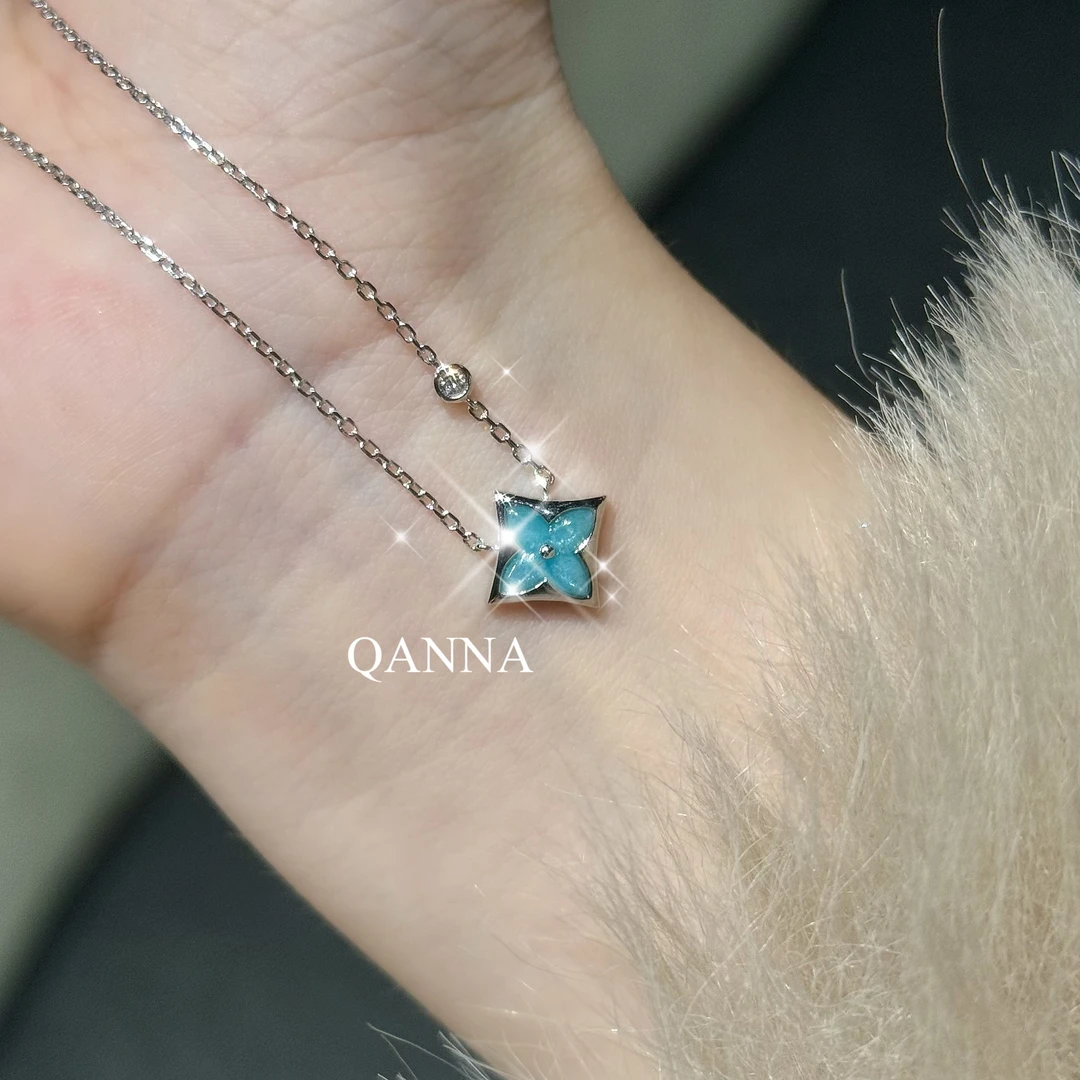 QANNA【方形老花】【设计款 重金版】轻奢时尚小众百搭钻石项链AY