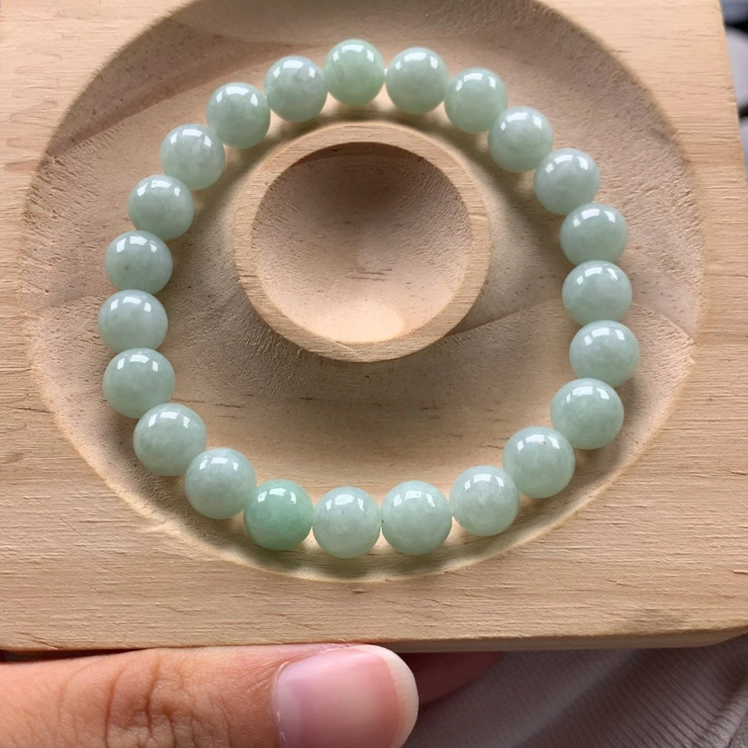 今***！翡翠未镶嵌手链绿色卡8+，23颗