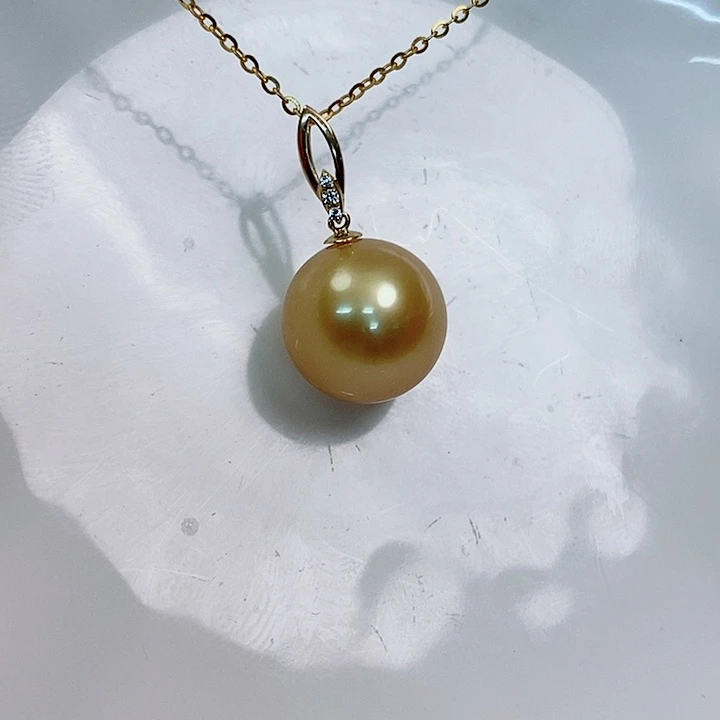 海水珍珠吊坠(不含链)18K金镶嵌12-13