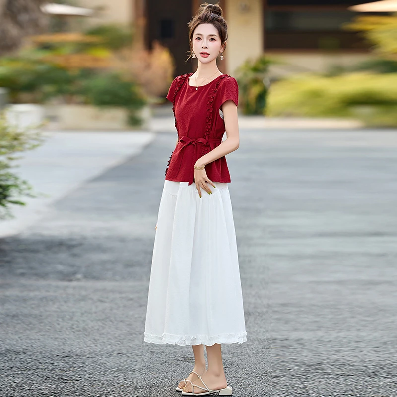 高级感出游穿搭休闲套装女2025夏季新款时尚洋气半身连衣裙两件套