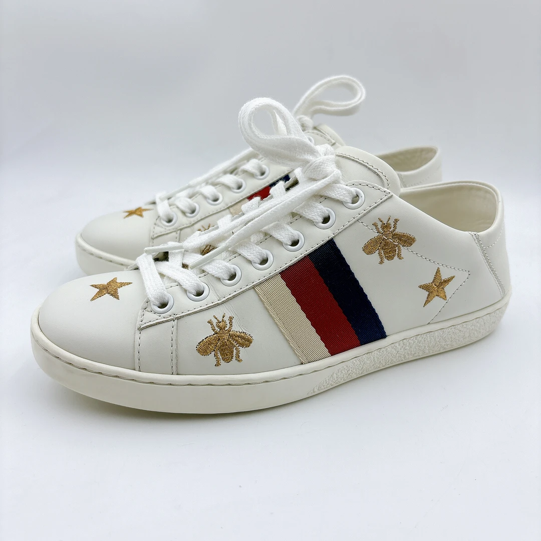 98新/古驰/gucci35码/经典小蜜蜂ACE小白鞋/BM00561