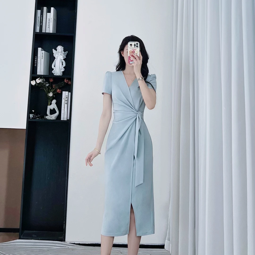 拉夏贝尔25夏新礼服法式设计禅意气质款女装显瘦连衣裙 10429 LSC