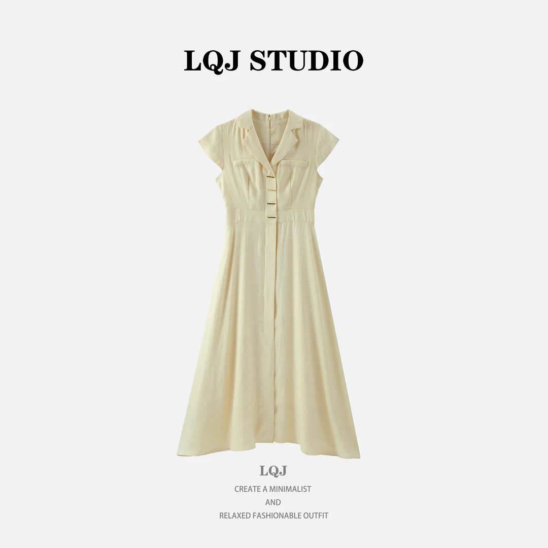 时尚V领气质夏季连衣裙气质贵气收腰大摆拼接裙YA25217L004