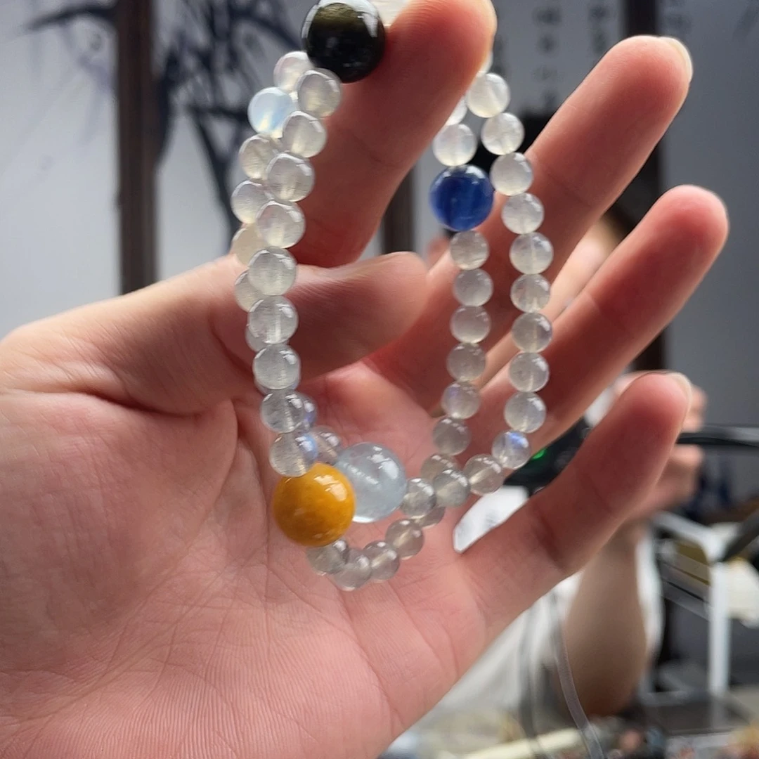 烟晶手链未镶嵌灰月光泡泡