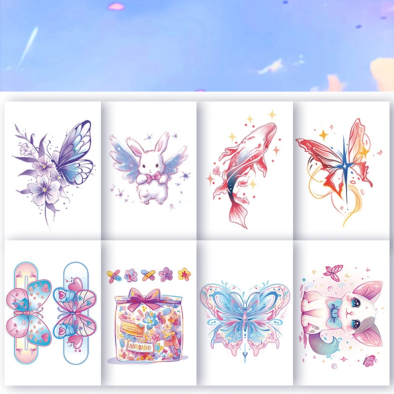跨境爆款小尺寸彩色纹身贴防水持久小清新手臂女锁骨个性 可爱贴