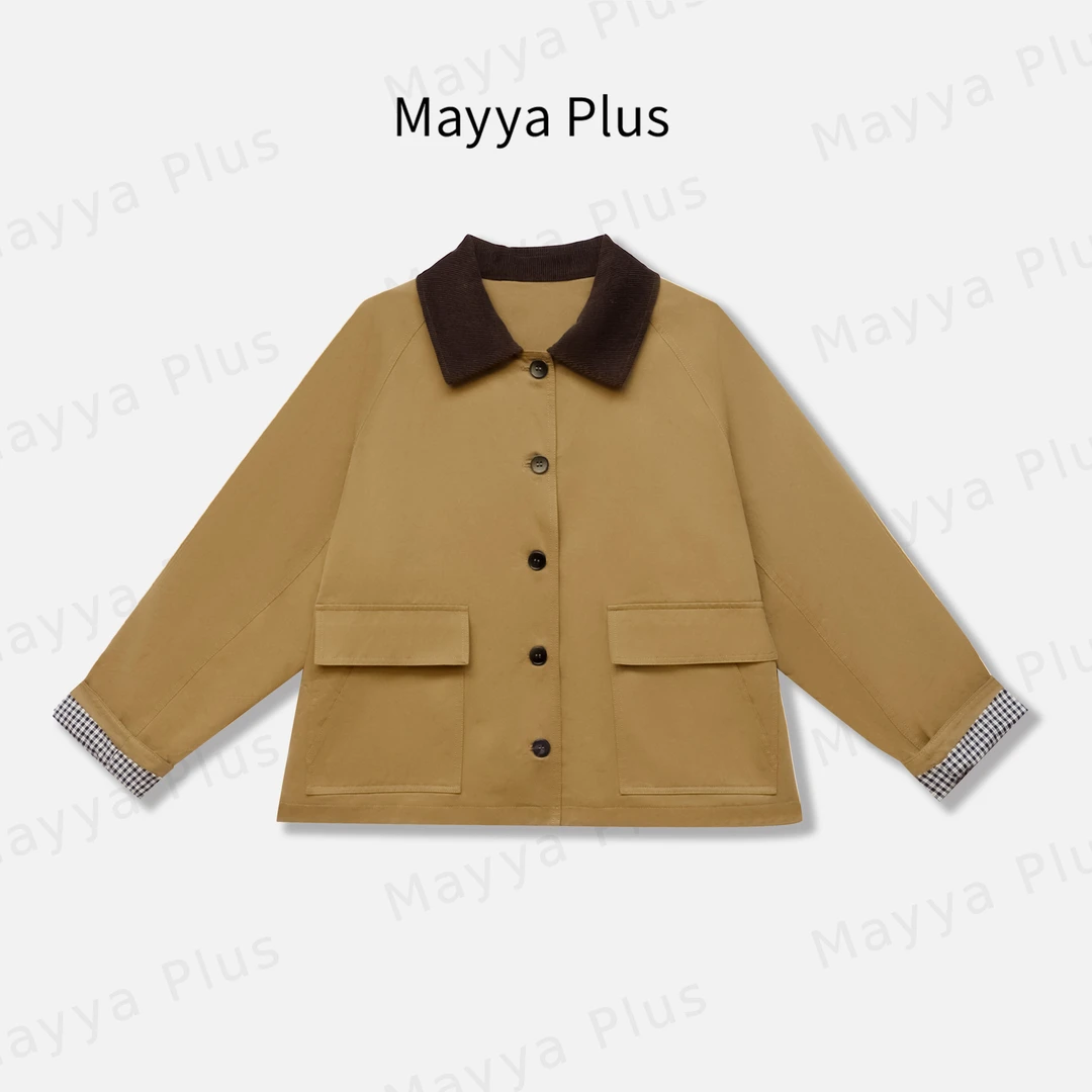 【巴恩美学】Mayya Plus麦芽定制秋季纯棉驼色百搭外套上衣32536703