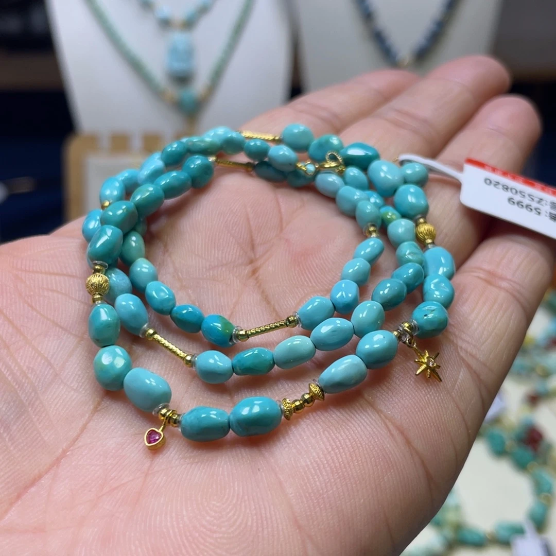 绿松石18K金镶嵌项链