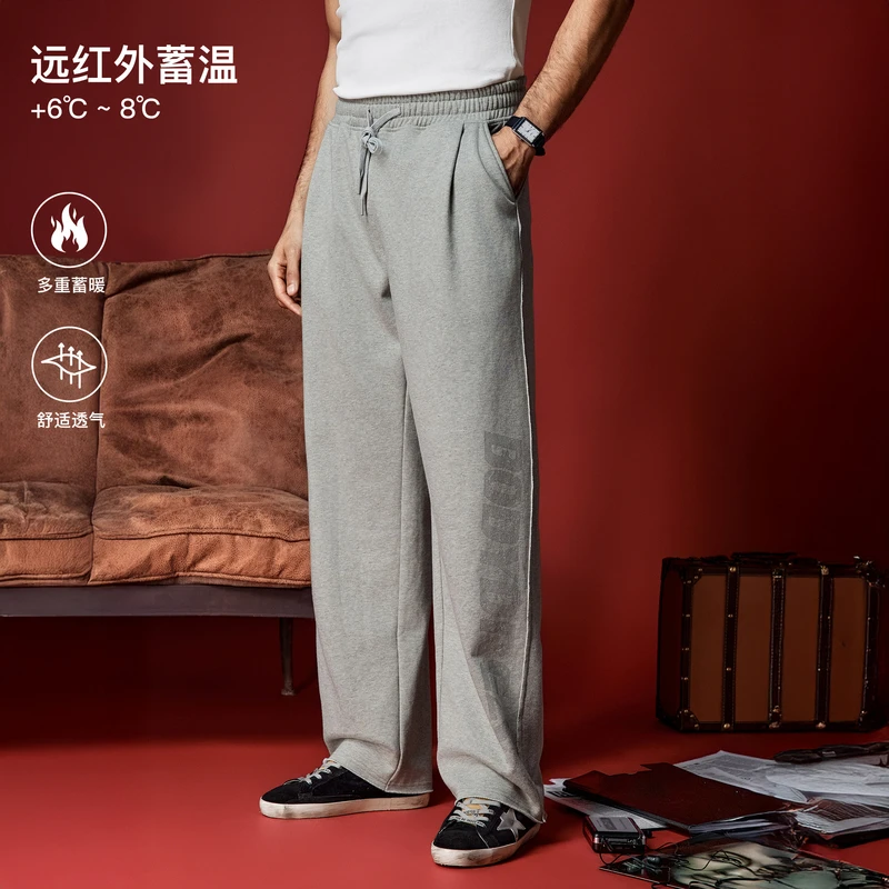 【复古回潮】BODYDREAM自发热廓形休闲裤男宽松直筒运动卫裤长裤秋