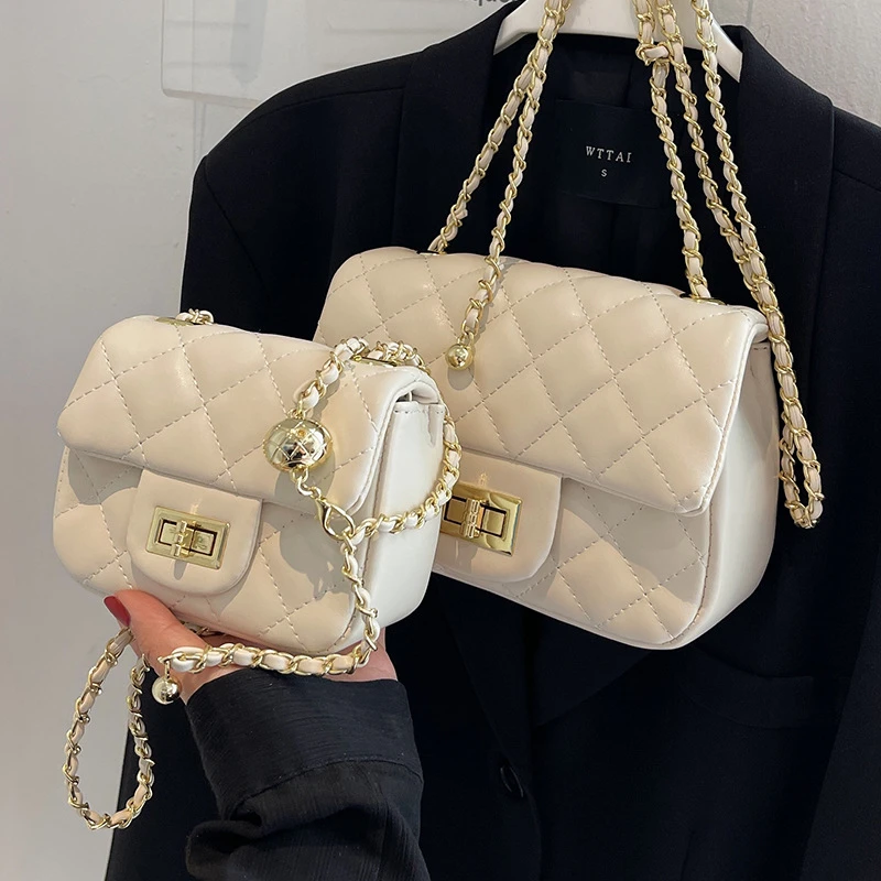 【好物分享】流行包包女2025新款菱格链条单肩高级感洋气斜挎小方包